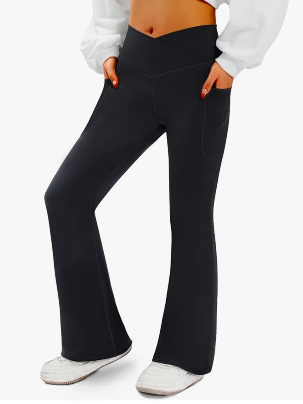 Women’s Black Boot Cut Active Pants with Pockets